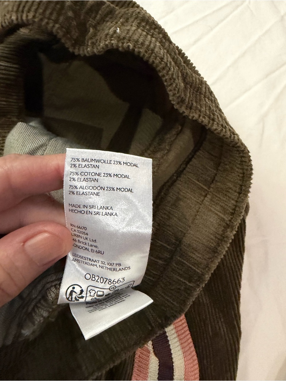 PILCRO Izzie Relaxed Corduroy Pull-On Barrel Pants Olive Stripe S - Picture 11 of 16